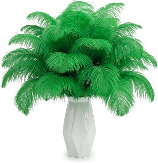 Lamar 20Pcs 10-12'' Green Ostrich Feathers for Wedding Centerpieces, Crafts, Carnival, Gifts, Party Decor, Floral Arrangement, Bohemian Home Decor (Green)