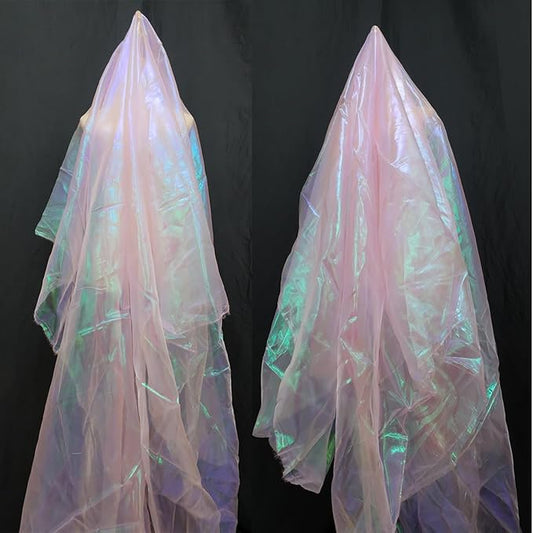3.3 Yards Light Pink Iridescent Organza Fabric - 59" Wide | Sheer Shiny Organza for Wedding Decorations, Party Supplies, Fairy Costumes, Doll Clothes, Craft & Sewing Projects