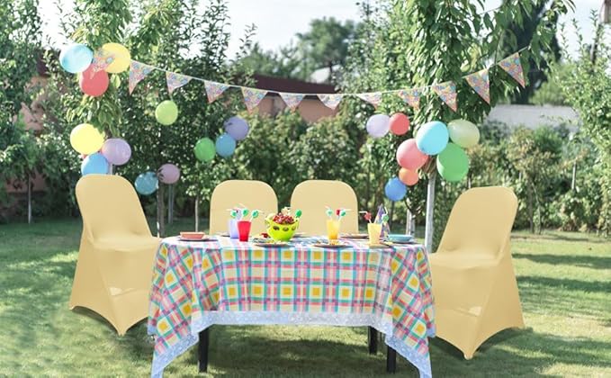 Babenest Spandex Folding Chair Covers - 30 PCS Upgraded Universal Stretch Washable Fitted Chair Slipcovers Protector for Wedding, Holidays, Banquet, Party, Celebration (Champagne)