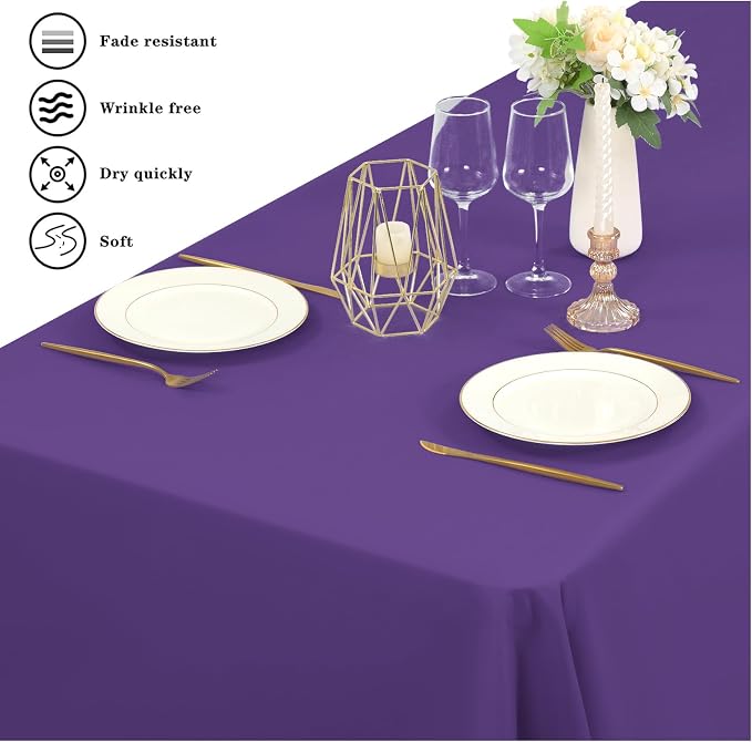 YMHPRIDE 6 Pack Purple Tablecloth 60 x102 inch Polyester Table Cloth for 6 Foot Rectangle Tables, Stain and Wrinkle Resistant Washable Fabric Polyester Table Covers for Wedding Party Banquet