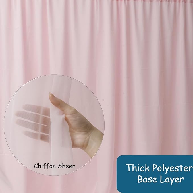 Extra Wide Two Layers One Piece Trade Show Booth Backdrop, Pink, 20x10ft | Chiffon Tulle & Polyester, Extra Wide Blackout Curtains, Theatrical Backdrops
