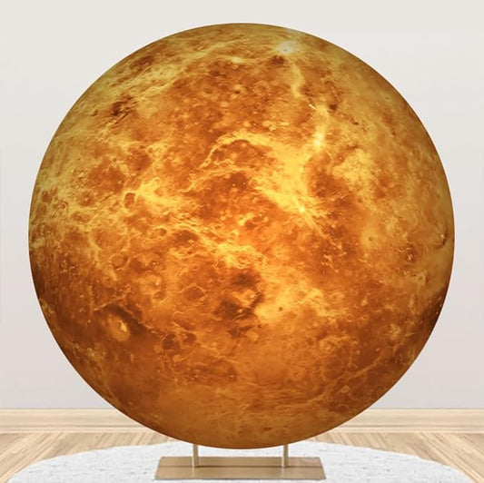 Diameter 4ft Cosmic Mercury Round Backdrop Cover Universe Galaxy Travel Themed Photography Background Outer Space Backgrounds for Kids Birthday Party Decor Cake Table Photo Booth Props