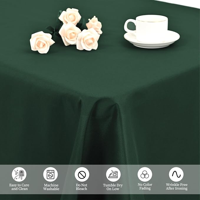 12 Pack Hunter Green Tablecloths for Rectangle Tables 60 x 126 Inch Polyester Tablecloth 8 Foot Rectangle Table Cloth Wrinkle Resistant Washable Fabric Table Cover for Party Wedding Banquet Events