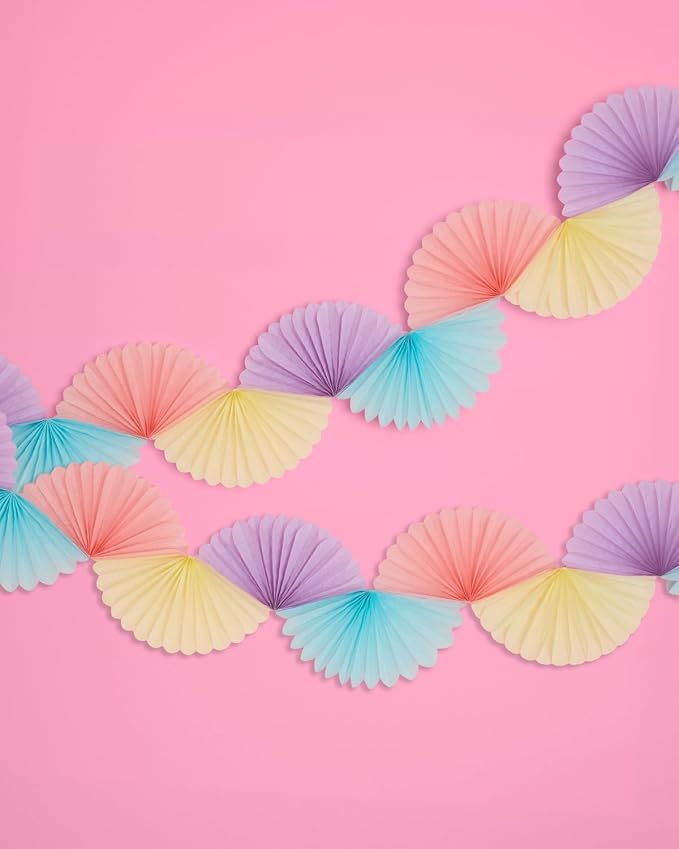 xo, Fetti Pastel Paper Fan Garland - 6 Ft. | 3D Bachelorette Party Decorations, Birthday Party Supplies, Pink Preppy HBD, Easter Decor