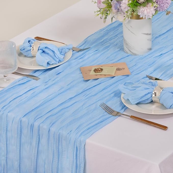 MLMC 24 Pack Baby Blue Cheesecloth Napkins Boho Rustic Gauze Cloth Napkins Washable 21"x21" for Wedding Baby Shower Birthday Anniversary Dinner Decor