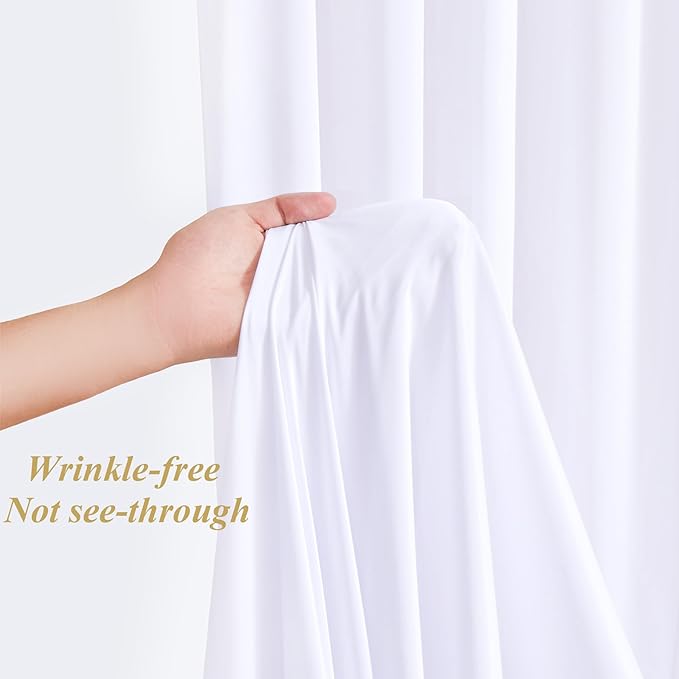 20x10ft White Backdrop Curtains with Lights Photo Drapes Wrinkle Free Fabric Backdrop Curtain for Wedding Birthday Party Baby Shower Bridal Shower Home Party Background Decorations