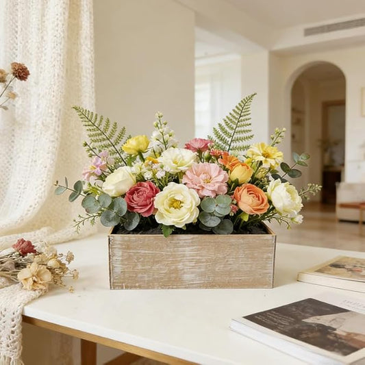 Wood Boxes for Centerpieces 12x4 Inch Rectangle Wooden Planter Box Rustic Wood Planter with Removable Plastic Liner Floral Foam Blocks for Centerpieces Home Wedding Garden Decor (2)