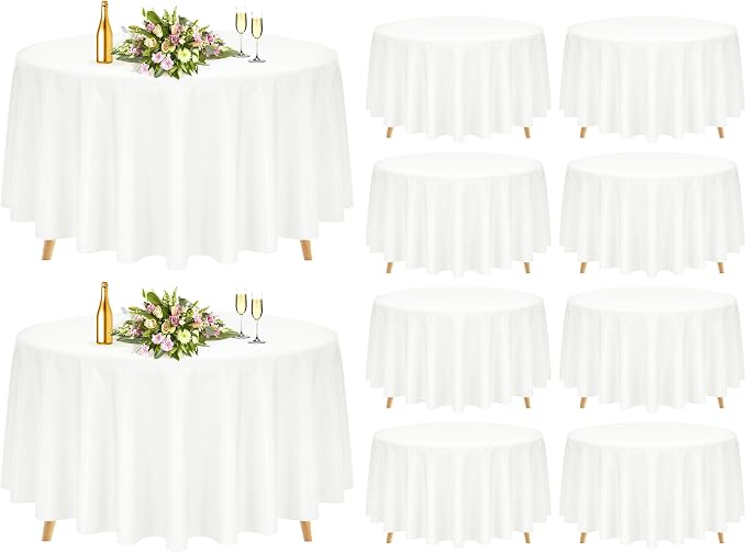 Pesonlook 10 Pack Ivory Round Tablecloth 120 Inch, Polyester Tablecloth for Round Tables, Wrinkle & Stain Resistant, Perfect for Wedding, Party, Dining, Banquet