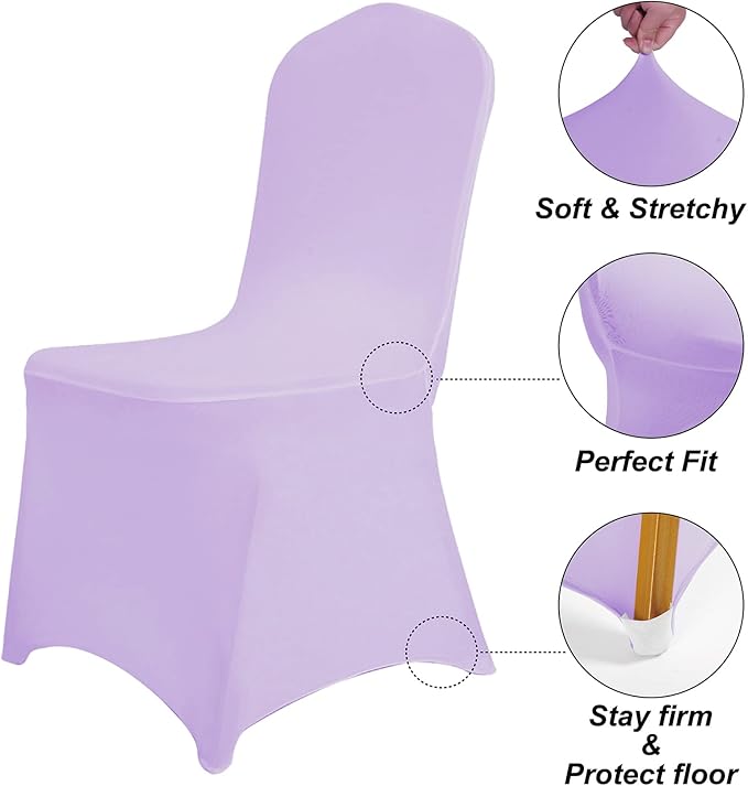 SuperO Waterproof Spandex Chair Cover 12PCS, Stretch Dining Chair Covers, Polyester Outdoor Chair Covers, Protector Stretch Chair Cover for Party Universal, Banquet, Wedding Event, Hotel(Lavender)