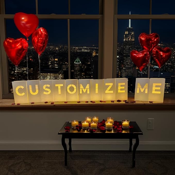 Design Your OWN Customizable Luminary Bags with LED Tea Light Candles, Balloons, and Rose Petals – Romantic Decorations for Proposals, Anniversaries, and Special Moments