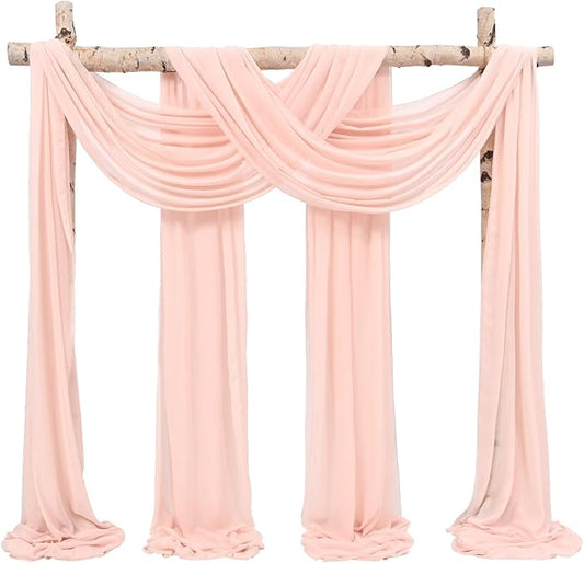 Wedding Arch Draping Fabric,8 Panels 28" x20ft Blush Pink Wedding Arch Drapes for Ceremony Chiffon Fabric Drapes Arbor Drapery Wedding Arch Decorations for Reception Sheer Backdrop Curtains for Party