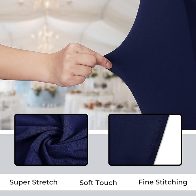 Babenest Spandex Folding Chair Covers Upgraded Universal Stretch Washable Fitted Chair Slipcovers Protector for Wedding, Holidays, Banquet, Party, Celebration (30, Navy Blue)