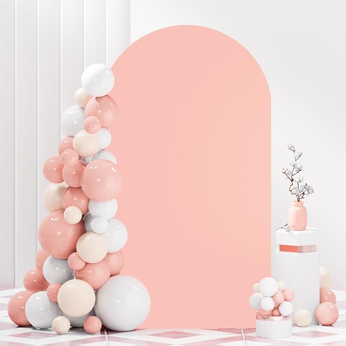 FANPROMS 6.6FT Dusty Rose Arch Cover Wedding Arch Covers for Metal Arch Stand Spandex Arch Cover Birthday Party Balloon Arch Covers Stretchy Backdrop Round Top Backdrop Cover for Weddings