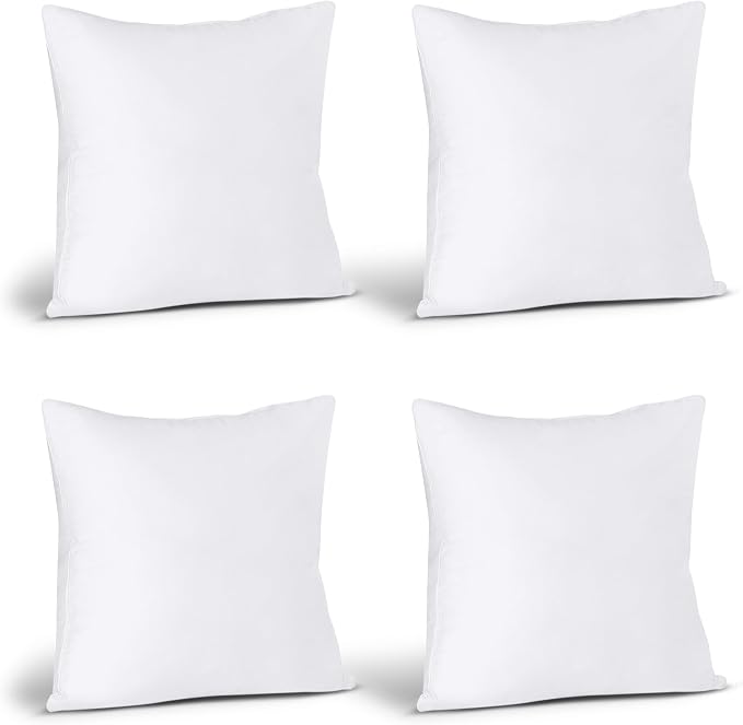 Utopia Bedding Throw Pillows (Set of 4, White) – 16 x 16 Inches Down Alternative Pillows for Bed, Sofa, and Couch - Fluffy Decorative Stuffer Pillow for Indoors & Outdoors