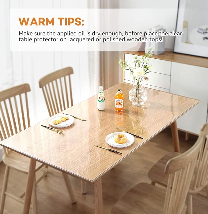 PoPoTo New Clear Plastic Tablecloth Cover Protector for Dining Room Table 40x72 Inch Desk Protector Mat Clear Vinyl Table Pad Protector Desk Pads Mats Wood Furniture Protective for Tabletop Countertop