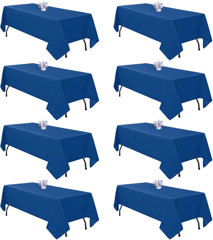 8 Pack Royal Blue Table Cloth 60x102 Inch Rectangle Tablecloths for 6 Foot Rectangle Tables, Wrinkle Resistant Washable Polyester Fabric Rectangular Table Cover for Dining Banquet Wedding Party