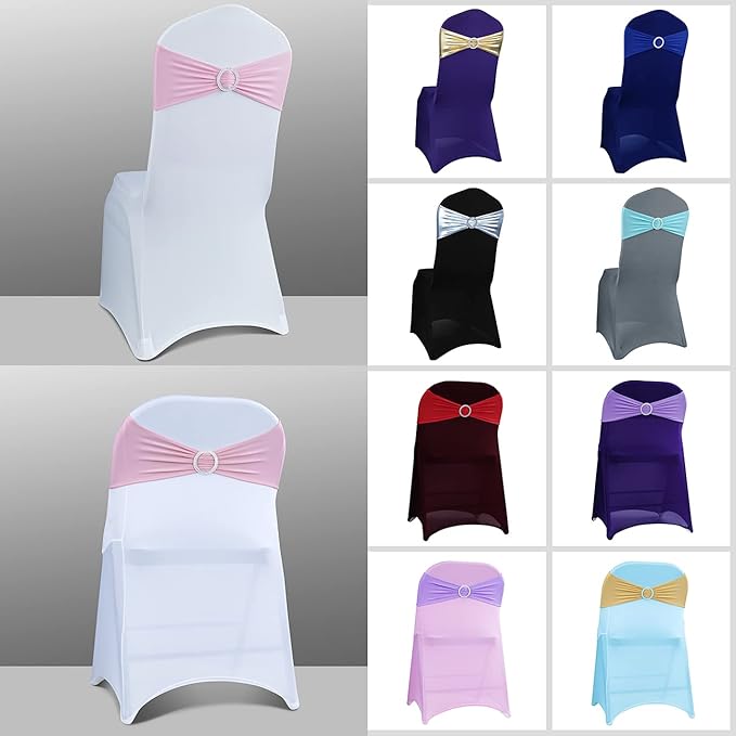 Spandex Chair Sashes Bows - Babenest 30PCS Premium Stretch Chair Cover Band with Buckle Slider Universal Elastic Chair Ties for Wedding Party Ceremony Reception Banquet Decoration (Pink)