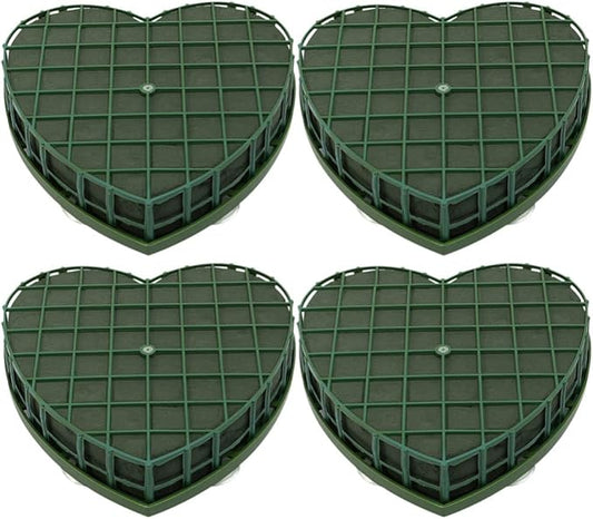 COHEALI Heart-Shaped Floral Foam Blocks with Suction Cups 4Pcs Green Wet Foam for Car Decoration Wedding and Party Floral Arrangements DIY Florist Supplies 7.9X7.7X1.6 Inches