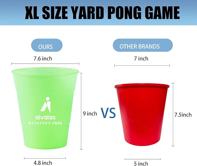 Aivalas Yard Pong Giant Outdoor Toss Games – XL Buckets with Basketball-Style Play, Portable Backyard Lawn Beach Camping Throwing Game for Adults Teens & Family – Includes Carry Bag, Easy to Store