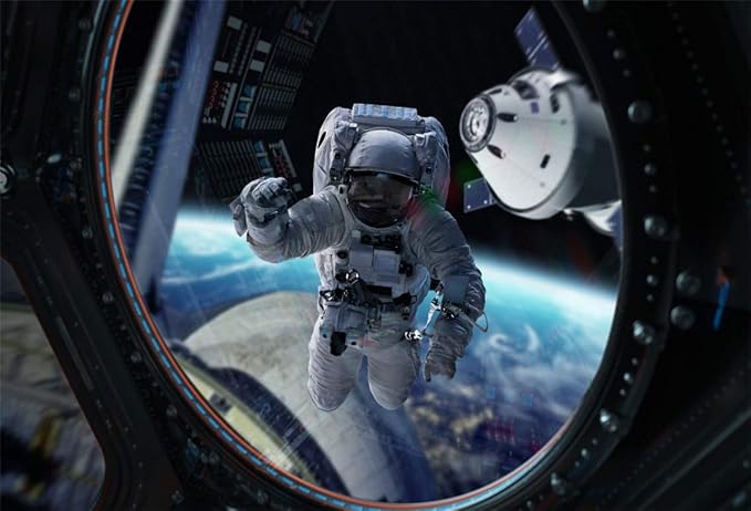 Leyiyi 10x6.5ft Astronaut Working Backdrop Planetarium Space Station Universe Explore Shuttle Spacecraft Asteroid Travel Photo Background Kids Adventure Portrait Shoot Studio Vinyl Prop Wallpaper