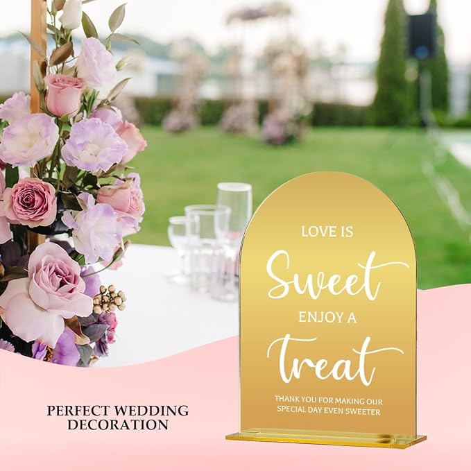 6 Pcs Wedding Sign Decor, Ceremony Sign, Wedding Sign for Reception & Event Party,Bridal Shower Decorations, Wedding Table Sign Accessories for Anniversary and Event 5x7 Inch Gold