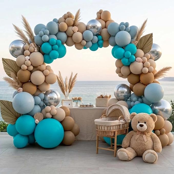 Teal Balloons Turquiose Double Stuffed Balloon Garland Arch Kit Latex Different Sizes For Birthday Baby Shower Dolphin Mermaid Engagement Anniverasry Party Decoration