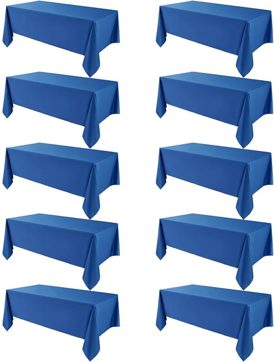 VidaFete Tablecloth 10 Pack 90*132inch Rectangle Table Cloth Polyester, Stain Wrinkle Resistant Polyester Dining Table Cover for Kitchen Dinning Party Wedding Rectangular Buffet Decoration(Royal Blue)