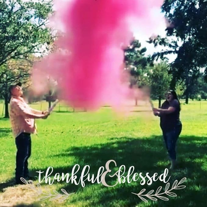 Gender Reveal Surprise - Pink Gender Reveal Powder Cannon Bundle - Easy to Use Pink Powder Cannon for Baby Gender Reveal Parties, Baby Showers & More - Easy to Use Powder Popper - 16 Inch - 2 Pack