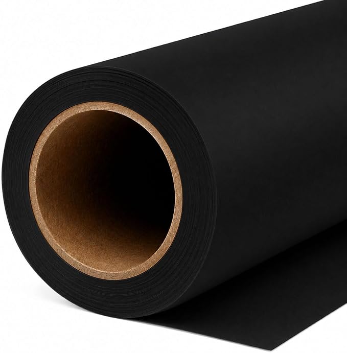 Yizhily Seamless Backdrop Paper Roll,53" x32.8', Heavyweight Matte Jet Black Photo Background for Small Studio Headshots, Tabletop Product & Food Photography