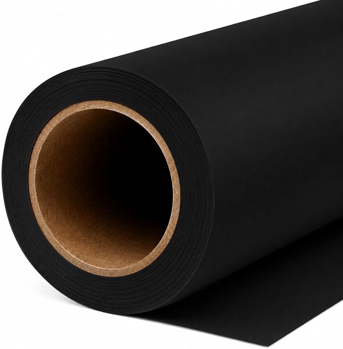 Yizhily Seamless Jet Backdrop Paper Roll, 53" x 16.4', Heavyweight MatteJet Photo Background for Small Studio Headshots, Tabletop Product & Food Photography