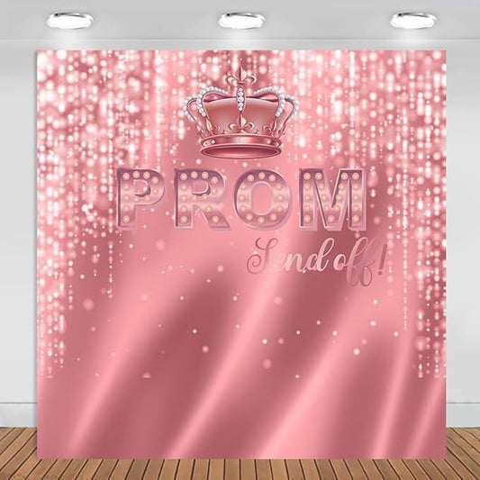 Prom Send Off Backdrop Rose Gold 2026 Graduation Photography Background Party Decorations Class of 2026 Congrats Grad Banner Photo Booth Props (Rose Gold, 6x6ft)