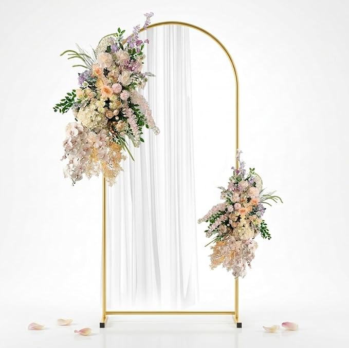 6FT Gold Metal Arch Backdrop Stand, Square Balloon Arch Stand Wedding Frame for Birthday Party, Baby Shower, and Ceremony Decoration