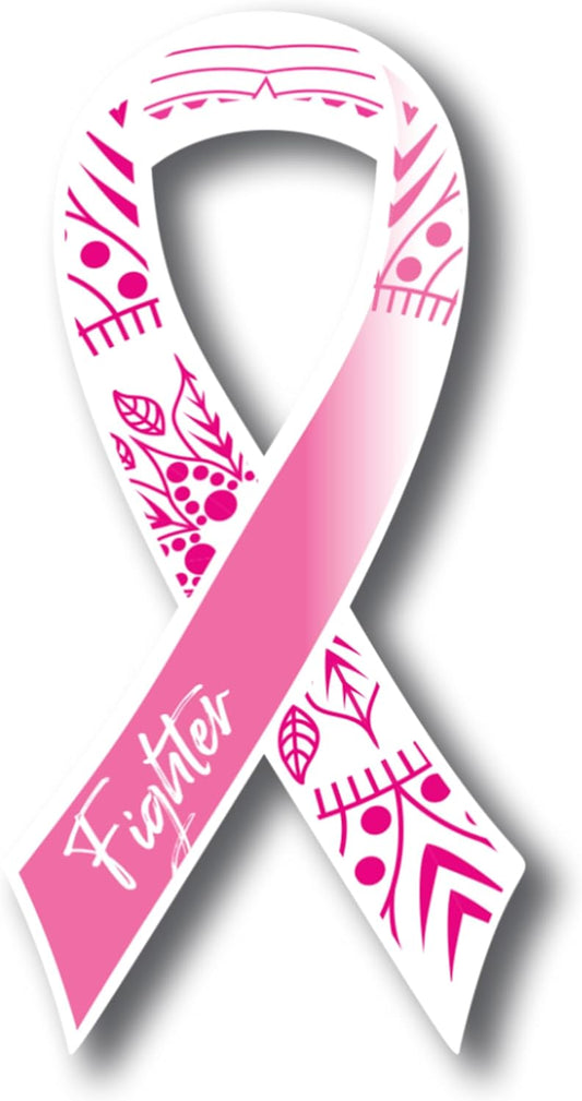 Magnet Me Up Breast Cancer Pink Mandala Fighter Ribbon Magnet Decal, 3.5x7 Inches, Automotive Magnet for Car Truck SUV, Any Magnetic Surface, Gift of Empathy, Encourage Bravery, Crafted in USA