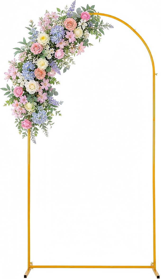 7.2FT Gold Arch Backdrop Stand, Metal Wedding Arch Frame for Ceremony, Balloon Arch Stand for Party, Birthday, Bridal Shower, Baby Shower Decorations