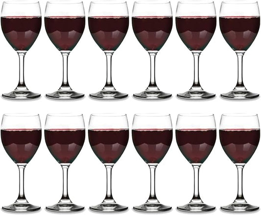 Vikko 8.5 Ounce Wine Glasses, Set of 12 SMALL Wine Glasses, for Red and White Wine With Stem, Clear Glass for Wine, Thick and Durable Stemmed Glass
