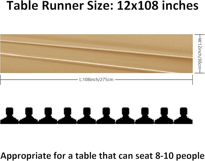 12Pack Table Runner 12 x 108 Inches Satin Silk Table Runner for Wedding, Birthday Party, Banquets, Graduations Decoration, fit Rectange and Round Table-Champagne