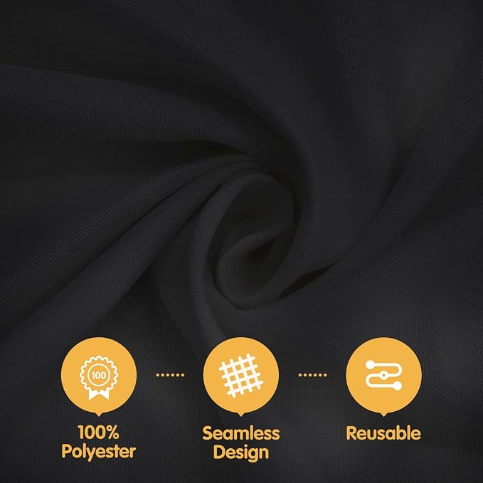 BRILLMAX 8 Pack Black Tablecloths 60 x 126 Inch for 8ft Rectangle Tables - 150 GSM Polyester Fabric, 15" Standard Drop, Water, Stain & Wrinkle Resistant Cloth Cover for Wedding Banquet Dining Buffet
