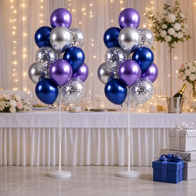 Balloon Column Stand Kit with Balloons, Base and Pole, Balloon Column Kit for Floor or Table Backdrop Decoration for Party Wedding Baby Shower Birthday Graduation (Midnight Purple Blue)