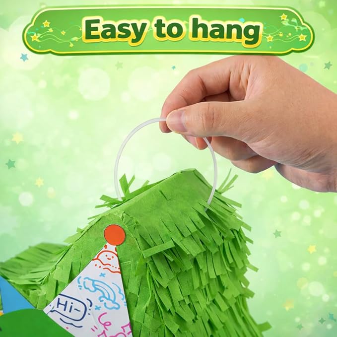 Dinosaur Piñata - Green Dinosaur Piñata with Stick, Blindfold and Confetti for Animal Themed Birthday Party Game Supplies Decorations (16”x12”x3”)
