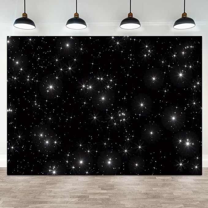 10x7ft Night Sky Stars Backdrop Universe Space Starry Galaxy Photography Background Glitter Nebula Milky Way Boy Girl Birthday Baby Shower Decorations Wedding Party Photo Booth Prop