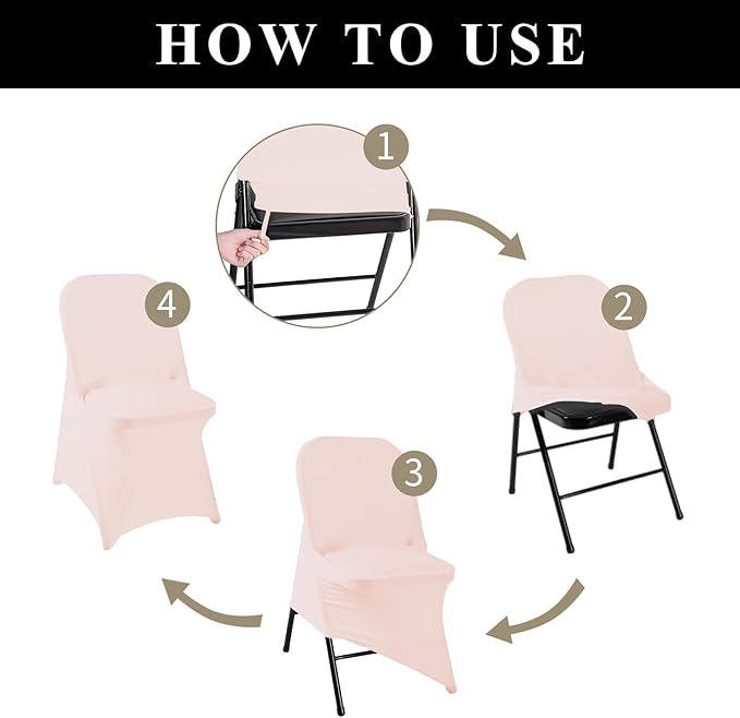 magalo 20 Pack Blush Pink Spandex Folding Waterproof Chair Cover, Stretch Chair Cover Protector for Wedding, Party, Dining Banquet and Other Special Events