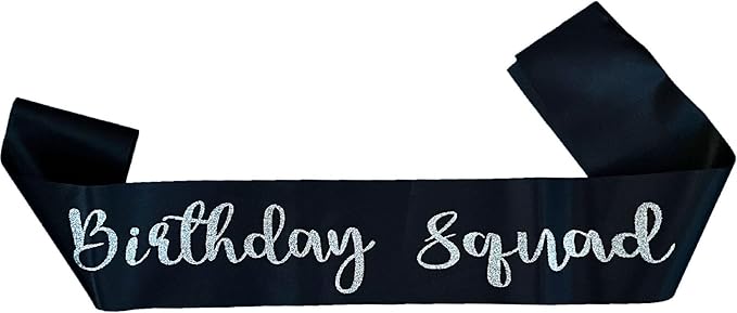 10Pcs Birthday Squad Sash Silver Glitter Black Satin Sashes Funny Birthday Sashes Birthday Party Supplies Gifts