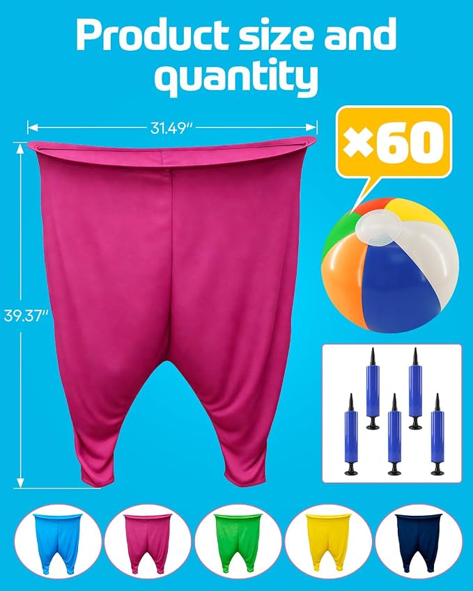 Granny Pants Yard Game Set Fun Outdoor Tossing & Catching Game with Bouncy Balls and Hula Hoop Pants for Backyard BBQ, Family Reunion and Party