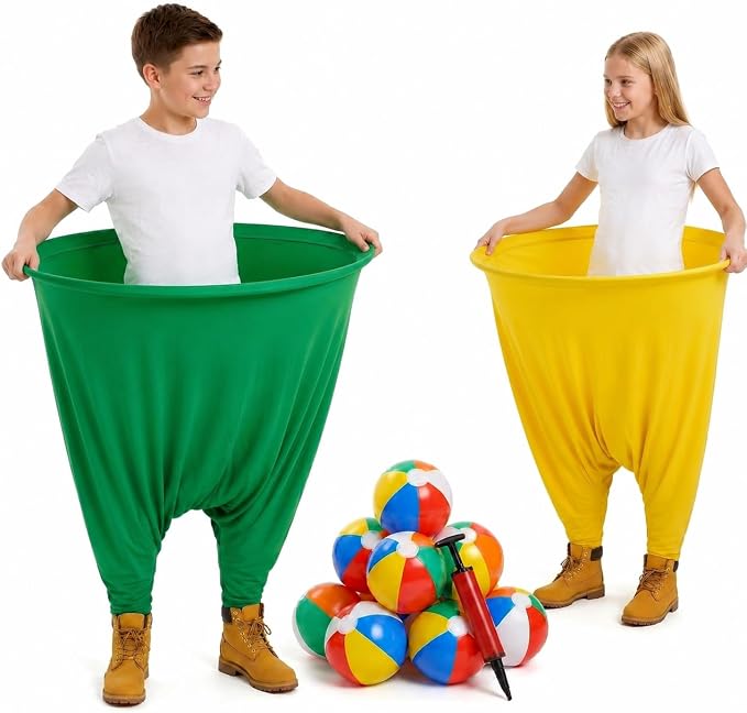 Granny Pants Yard Game Set for Kids & Adults, Funny Giant Outdoor Party Game with Oversized Pants & Balls, Backyard Lawn Family Game for Birthdays, Reunions & Team Activities ﻿