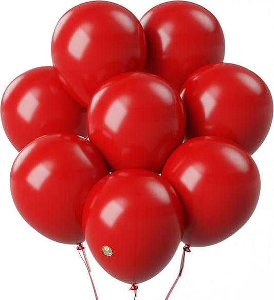 AFTERLOON® Biodegradable Balloons Red 12 Inch 100 Pack, Matte Color Thickened Extra Strong Latex Helium Float, for Baby Shower Gender Reveal Garland Arch Wedding Kids Birthday Party Decorations