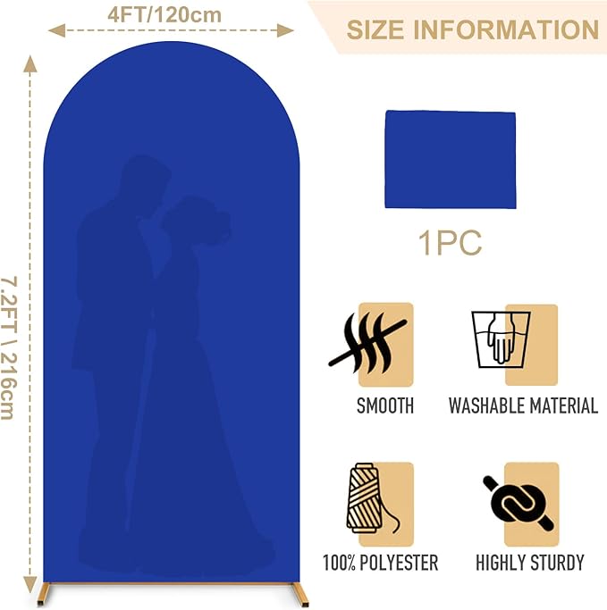 7.2FT Arch Backdrop Cover Royal Blue Spandex Arch Cover Chiara Round Top Arch Cover Backdrop Fabric for Wedding Ceremony Metal Arch Backdrop Stand Cover for Birthday Baby Shower Decorative Supply