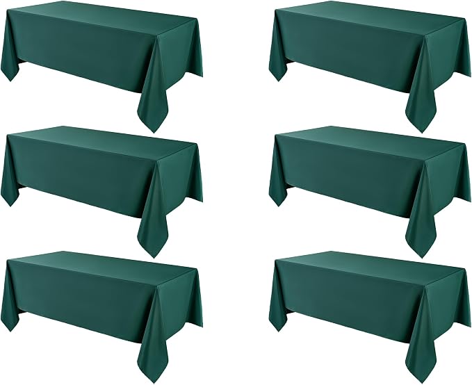 Rectangle Tablecloths 60x120 Inch 6 Pack Dark Green Tablecloth for 6ft Washable Decorative Linen Polyester Table Cloths for 8ft Dining Table Banquets Buffet Parties and Wedding