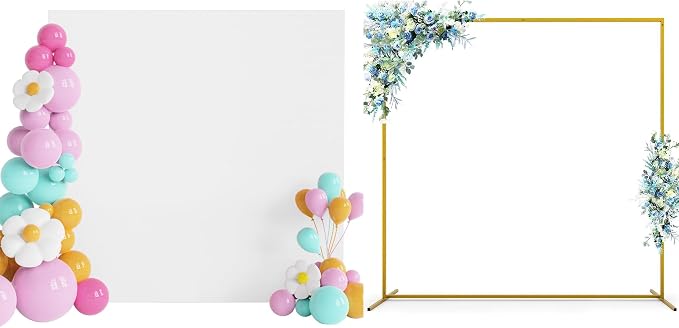 Wokceer Wedding Arch Stand 6.6x6.6FT and Square Arch Covers Bundle Square Balloon Arch Stand for Wedding Ceremony Birthday Party White