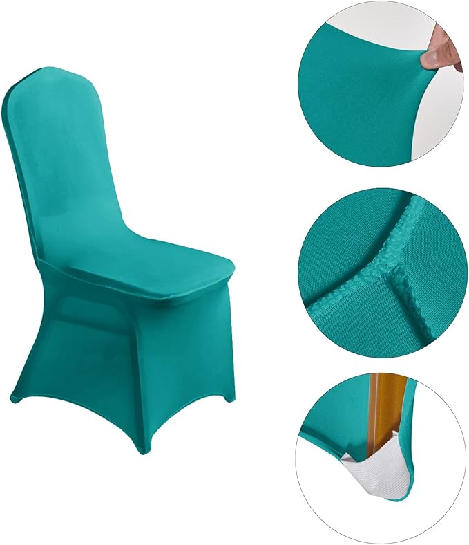 LZY 20pcs Spandex Chair Cover Stretch Slipcovers for Wedding Party, Dining Banquet Chair Decoration Covers (Turquoise, 20)