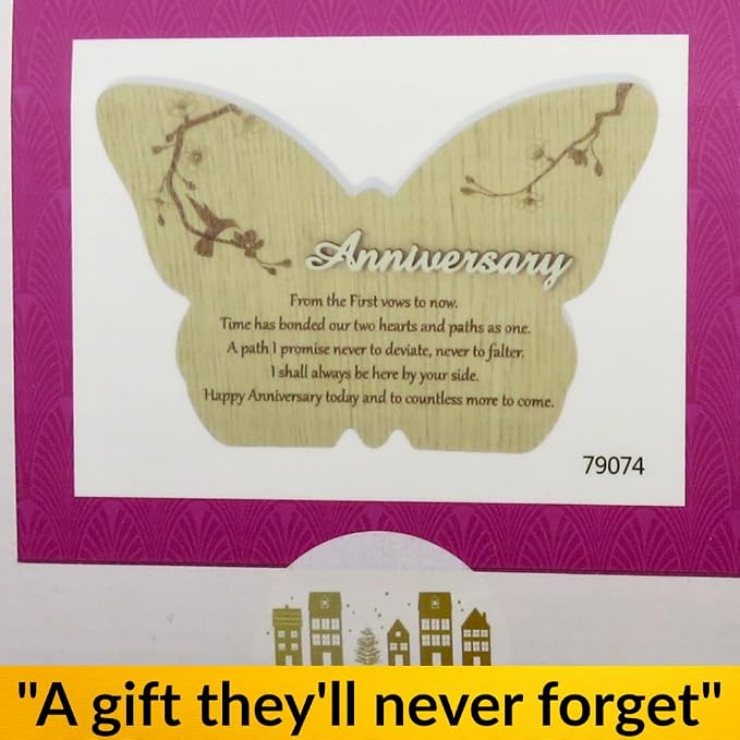 UNIDECO Wooden Butterfly Wall Décor - 8.75 Inch Wedding Gift for Anniversary Couples - Butterflies Shaped Hanging Decoration - Wood from House Shelve – Wife Husband Friend Parents Marriage